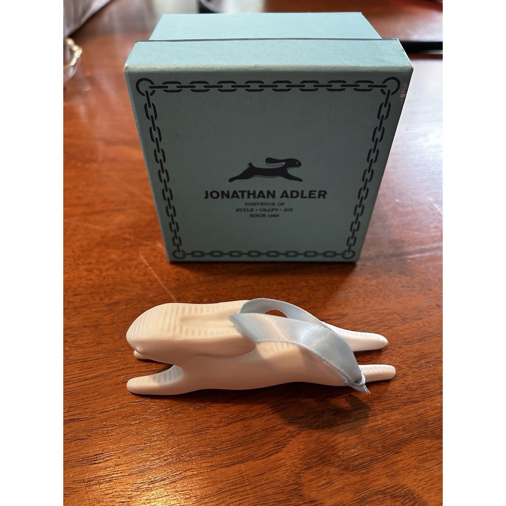 Jonathan Adler Ceramic Rabbit Hare Ornament With Box